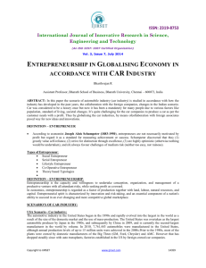 entrepreneurship in globalising economy in accordance with car