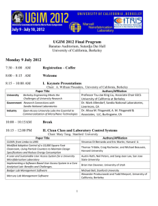 UGIM 2012 Final Program - University of California, Berkeley