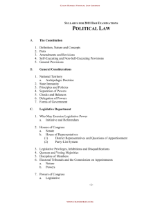 2011 bar examination coverage - political law