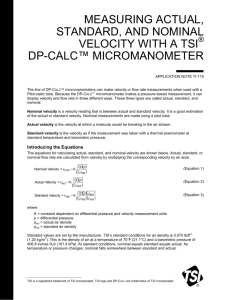 Measuring Actual, Standarrd, and Nominal Velocity with a DP
