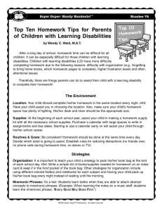 Homework Tips for Parents of Children with Learning Disabilities