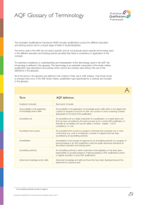AQF Glossary of Terminology - Australian Qualifications Framework