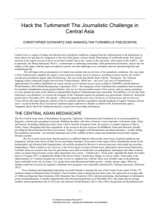 Hack the Turkmenet! The Journalistic Challenge in Central Asia