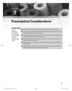 Ch. 9, Preanalytical Considerations