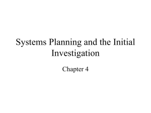 Systems Planning and the Initial Investigation
