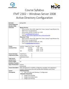 Course Syllabus ITMT 2302 – Windows Server 2008