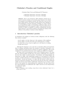 Chisholm's Paradox and Conditional Oughts