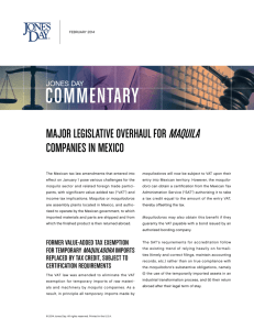 Major Legislative Overhaul for Maquila Companies in Mexico