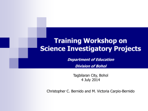 Science Investigatory Projects Training Workshop