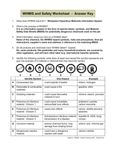 WHMIS and Safety Worksheet - Answer key