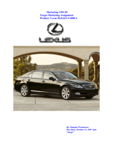 Marketing 1301-05 Target Marketing Assignment Product: Lexus