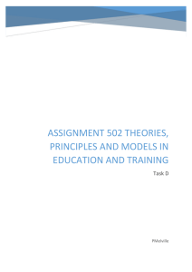 Assignment 502 Theories, principles and models in education and