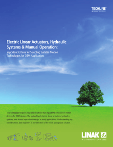 Electric Linear Actuators, Hydraulic Systems & Manual Operation: