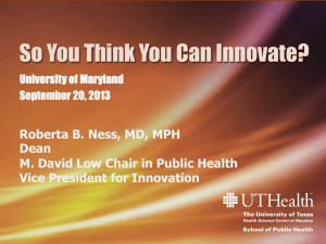 So You Think You Can Innovate? - University of Maryland School of