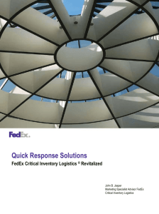 Quick Response Solutions FedEx Critical Inventory Logistics