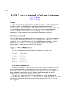 A Systems Approach to Software Maintenance