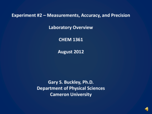 Measurements, Accuracy, and Precision Laboratory Overview