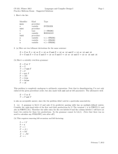 CS 321, Winter 2012 Languages and Compiler Design I Page 1