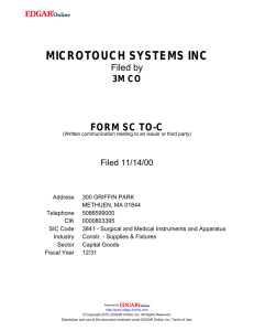 MICROTOUCH SYSTEMS INC
