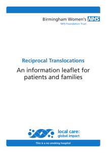 Reciprocal translocations - Birmingham Women's Hospital