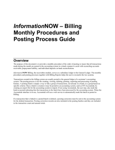 InformationNOW – Billing Monthly Procedures and Posting Process