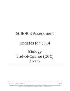 Science Assessment Update 2014 Biology EOC