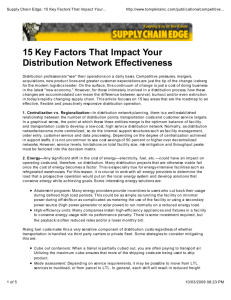 15 Key Factors That Impact Your Distribution Network