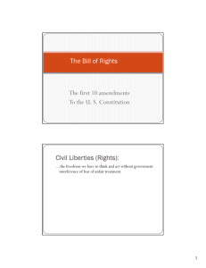 The Bill of Rights The first 10 amendments The Bill of Rights The first