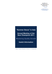 “Summer Davos” in Asia Annual Meeting of the New Champions 2011