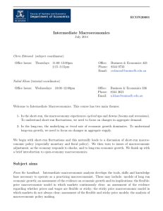 Intermediate Macroeconomics Subject aims
