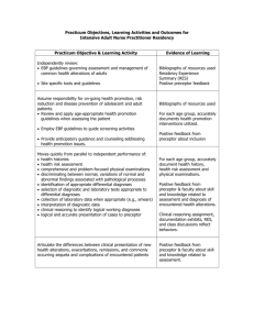 Practicum Objectives, learning Activities and Outcomes for