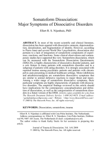 Somatoform Dissociation: Major Symptoms of