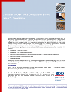 Provisions - IFRS Canadian GAAP Differences Series