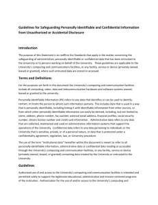 Guidelines for Safeguarding Personally Identifiable and Confidential