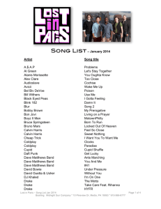 Song List– January 2014 Artist Song title A.$.AP