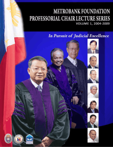 Metrobank Foundation Professorial Chair Lectures Volume 1, 2004