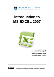 Introduction to MS EXCEL 2007 - Vula