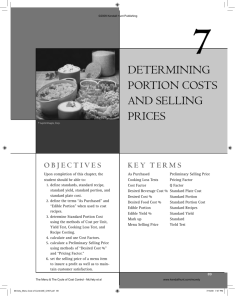 determining portion costs and selling prices