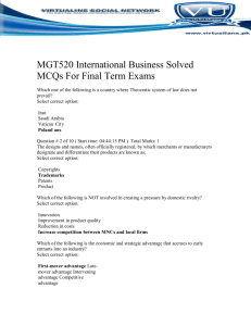 MGT520 International Business Solved MCQs For Final Term Exams