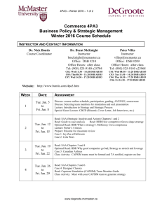 4PA3 Schedule - DeGroote School of Business