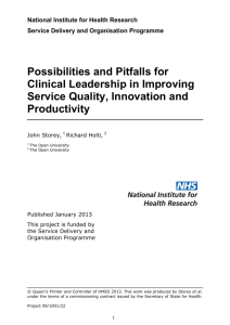 Possibilities and Pitfalls for Clinical Leadership in Improving Service