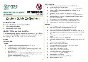 Subject Guide On Business Subject Guide On Business