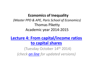 Lecture 4: From capital/income ratios to capital shares