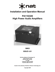 Installation and Operation Manual PA110/220 High Power Audio
