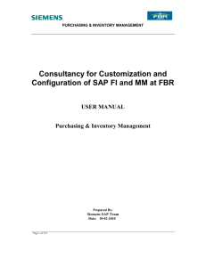 Consultancy for Customization and Configuration of SAP FI and MM