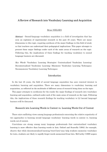 A Review of Research into Vocabulary Learning and Acquisition