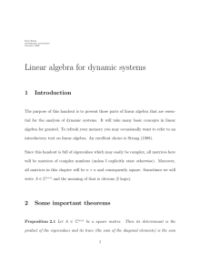 Linear algebra for dynamic systems