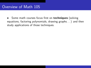 Overview of Math 105