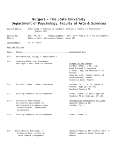 Community Psychology Internship Syllabus (Maurice Elias, 2007)