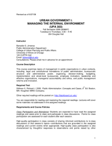 urban government i: managing the internal environment (upa 303)